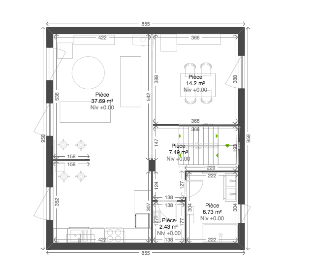 plan de rénovation en 2D maison roscoff